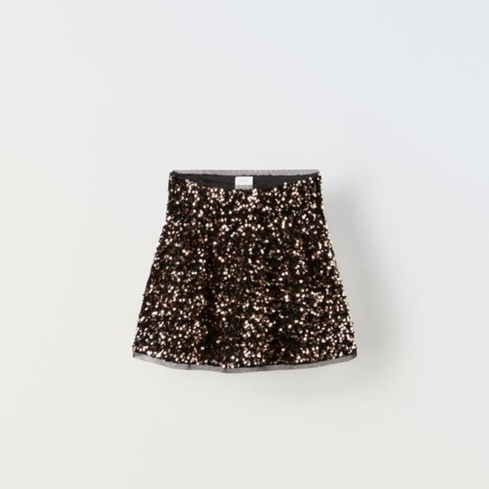 Zara Black and Gold Sequin  Skirt